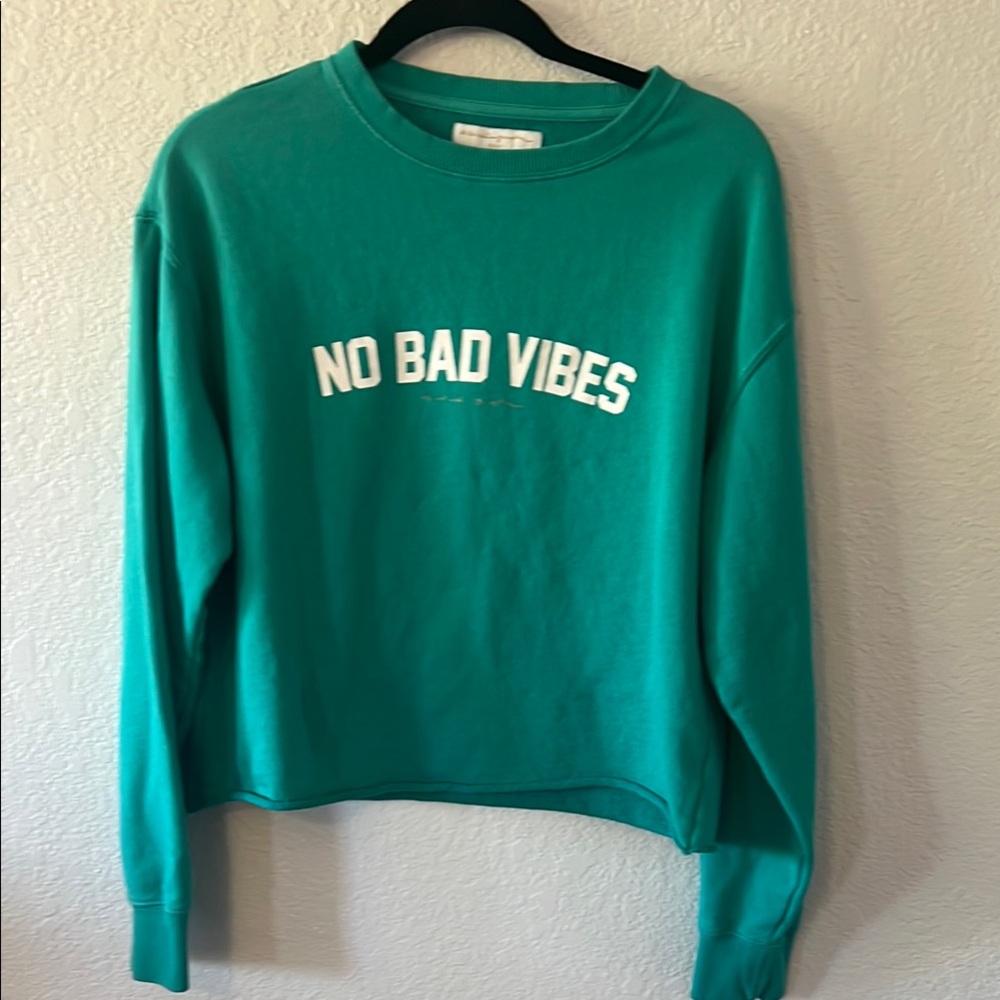 Spiritual Gangster Green Boxy Crop Sweatshirt Medium